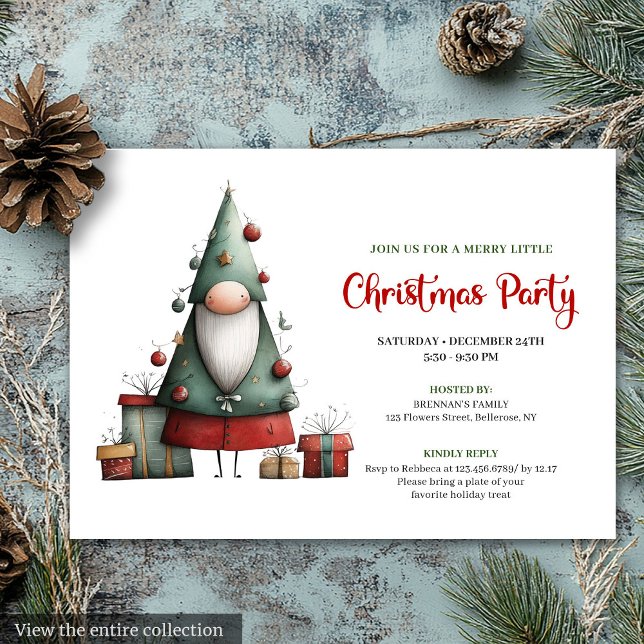 Playful Funny Santa Watercolor Party Invite (Playful Funny Santa Watercolor Christmas Invitation)