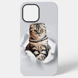 Playful Funny Torn Paper Cute Cat Lover Humour iPhone 12 Pro Max Case