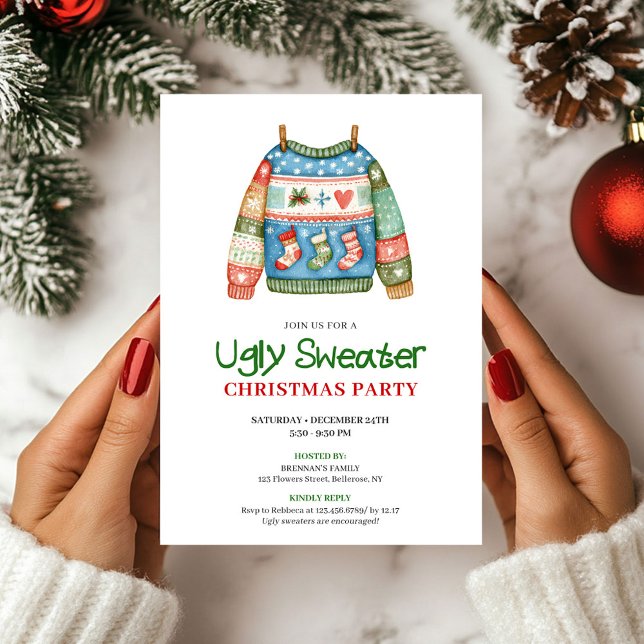 Playful Funny Ugly Sweater Xmas Invite (Playful Funny Ugly Sweater Xmas Invite)