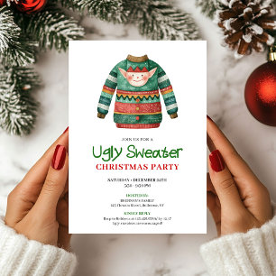 Playful Funny Ugly Sweater Xmas Party Card