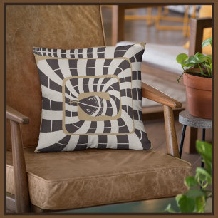 Playful Geometric Abstract Stripe Snake Neutral Cushion