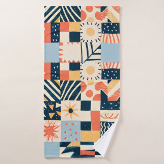 Playful geometric pattern bath towel