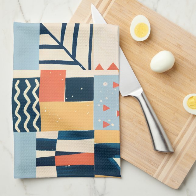 Playful geometric pattern tea towel (Quarter Fold)