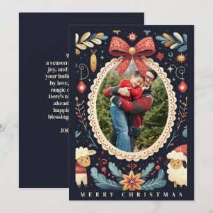 Playful geometric watercolor Holiday frame Card