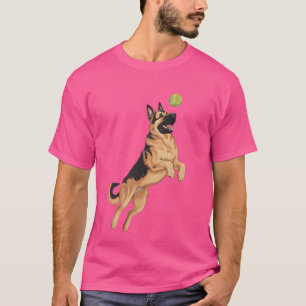 Playful German Shepherd Fetching Chasing Tennis Ba T-Shirt