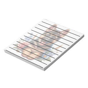 Playful German Shepherd Puppy with Flowers Notepad