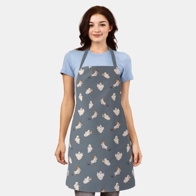 Playful Ghosts Halloween Pattern Apron (Worn)