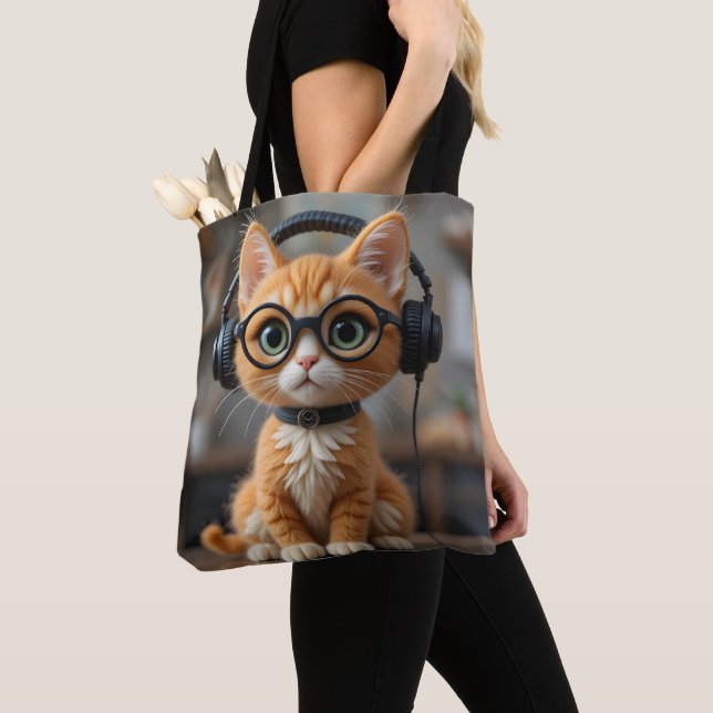 Playful Ginger Cat Tote Bag (Close Up)