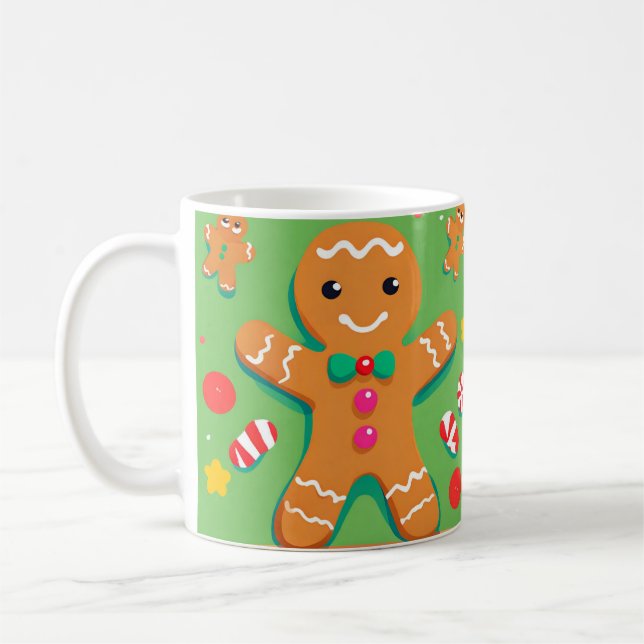 Playful Gingerbread Man Coffee Mug (Left)