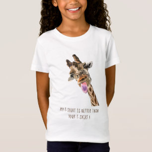 Playful Giraffe Funny Kid's T-Shirt - Custom Text