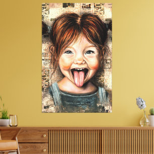 Playful Girl Funny Canvas Print
