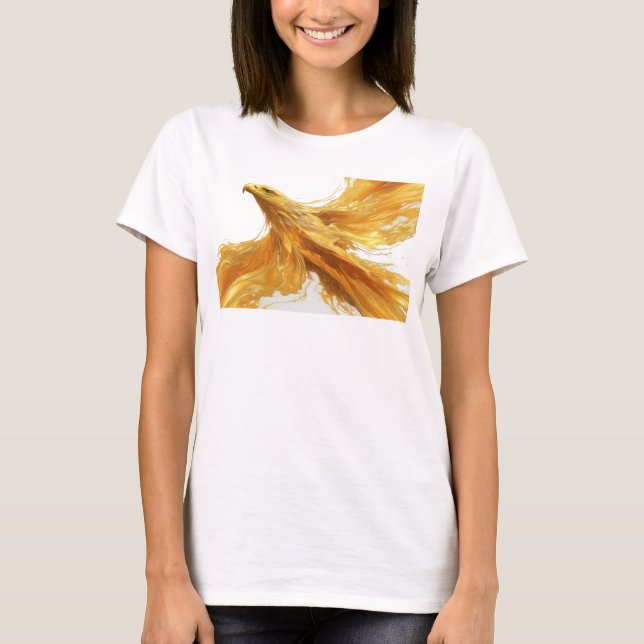 Playful Gold Abstract Eagle Art Composition T-Shirt (Front)