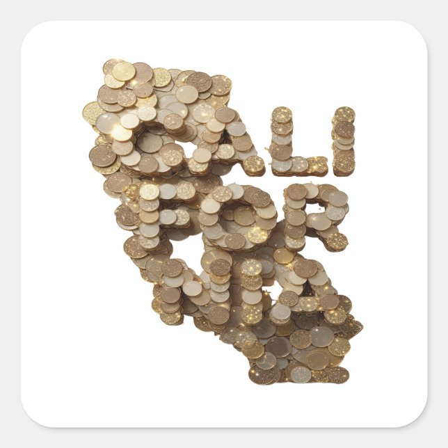 Playful Gold CALIFORNIA Sticker Design (Front)