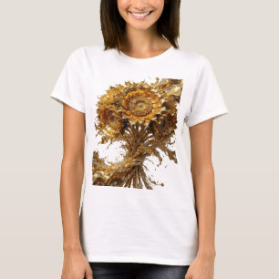 Playful Gold GOLDEN SUNFLOWERS Wearable Art T-Shirt