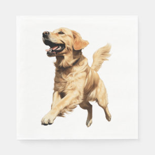 Playful Golden Retriever Puppy - Cheerful Pet Illu Napkin