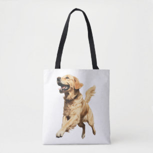 Playful Golden Retriever Puppy - Cheerful Pet Illu Tote Bag