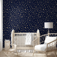 Playful Golden Stars Midnight Sky