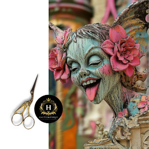 Playful Gothic Gargoyle Floral Crown Decoupage Tissue Paper