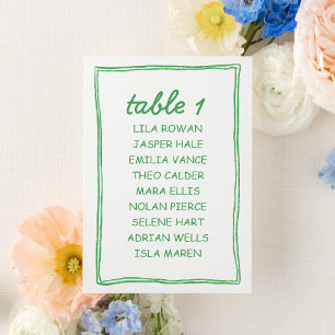 Playful Green Doodle Number Seating Chart Table Number