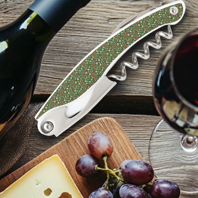 Playful Green Festive Gingerbread Candy Pattern Corkscrew (Creator Uploaded)