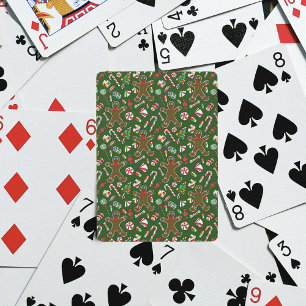 Playful Green Festive Gingerbread Candy Pattern Playing Cards