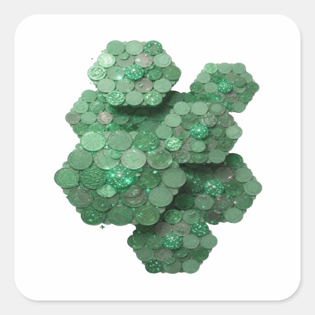 Playful Green LUCKY COINS Sticker Design (Front)