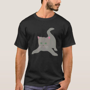 Playful Grey Kitten With Green Eyes  Cat T-Shirt