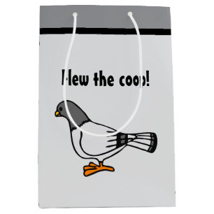 Playful Grey Pigeon Cartoon New Address Postcard Medium Gift Bag