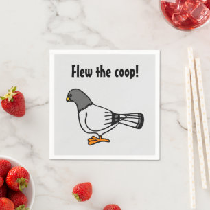 Playful Grey Pigeon Cartoon New Address Postcard Napkin