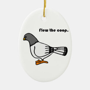 Playful Grey Pigeon Cartoon New Travels or Address Ceramic Tree Decoration