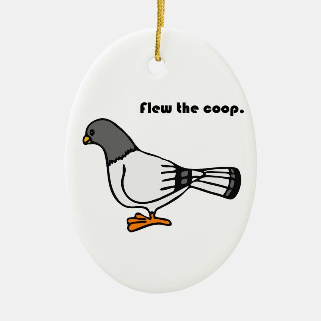 Playful Grey Pigeon Cartoon New Travels or Address Ceramic Tree Decoration (Front)