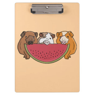 Playful Guinea Pigs and Watermelon Illustration Clipboard