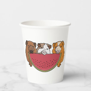 Playful Guinea Pigs and Watermelon Illustration Paper Cups
