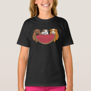 Playful Guinea Pigs and Watermelon Illustration T-Shirt
