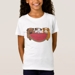 Playful Guinea Pigs and Watermelon Illustration T-Shirt