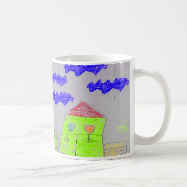 Playful Hand Drawn Doodle House Mug (Right)