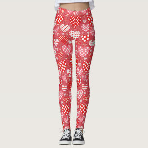 Playful Hand-Drawn Valentine Hearts Pattern (13) Leggings