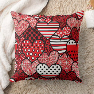 Playful Hand-Drawn Valentine Hearts Pattern (14) Cushion
