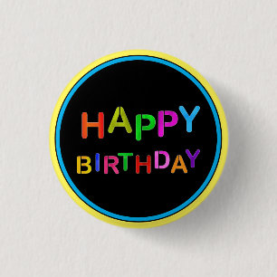 Playful Happy Birthday 3 Cm Round Badge