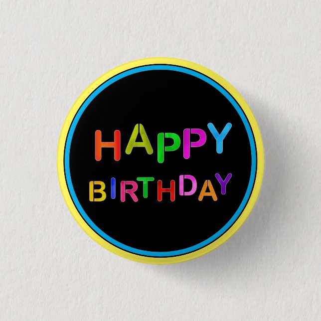 Playful Happy Birthday 3 Cm Round Badge (Front)