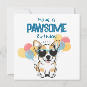 Playful Happy Birthday Cool Corgi Balloons Fun 