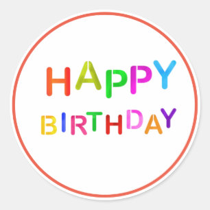 Playful Happy Birthday Text Classic Round Sticker