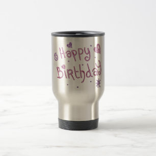Playful Happy Birthday Text Travel Mug