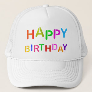 Playful Happy Birthday Text Trucker Hat