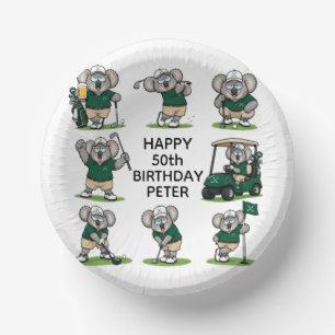 playful, happy koalas paper plate