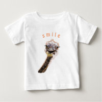 Playful Happy Ostrich Baby T-Shirt Gift - Smile