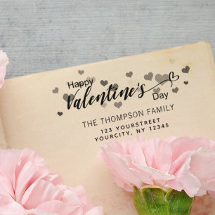 Playful Happy Valentines Day Hearts Return Address Self-inking Stamp