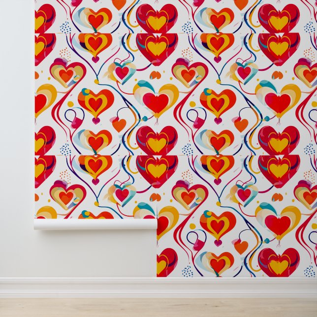 Playful Hearts Pattern: A Colourful Celebration Wallpaper (Application)