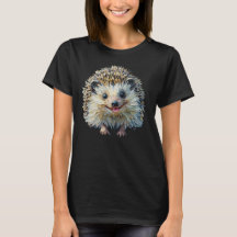 Playful Hedgehog T-Shirt Oil Painting Style