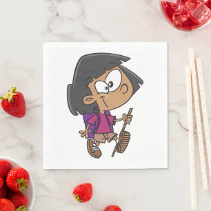 Playful Hiking Girl Nature Explorer Napkin